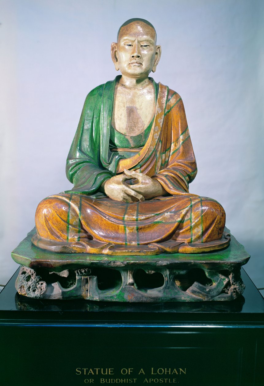 Steintøy Luohan, Liao-dynastiet, (glasert steintøy) av Liao Dynasty Chinese School