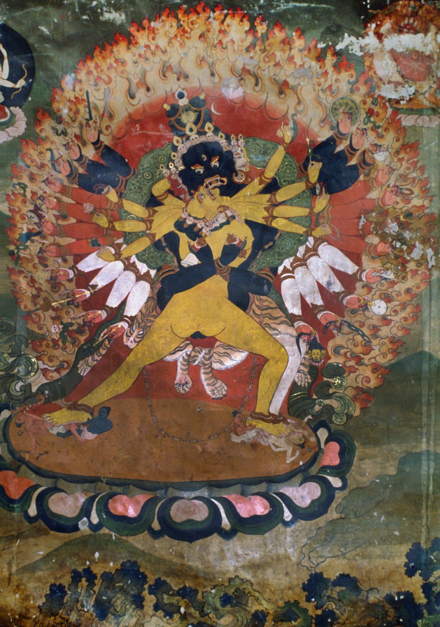 Gamle veggmalerier fra Lamaist Monastery of Hemis, Laddakh, India av Unbekannt Unbekannt