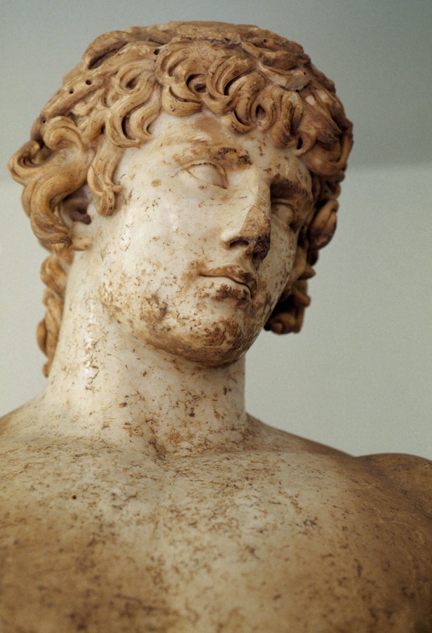 Antinøs, parisk marmorstatue, fra tempelet til Apollo i Delphi, Hellas, romersk sivilisasjon, 2. århundre e.Kr., detalj av Unbekannt Unbekannt