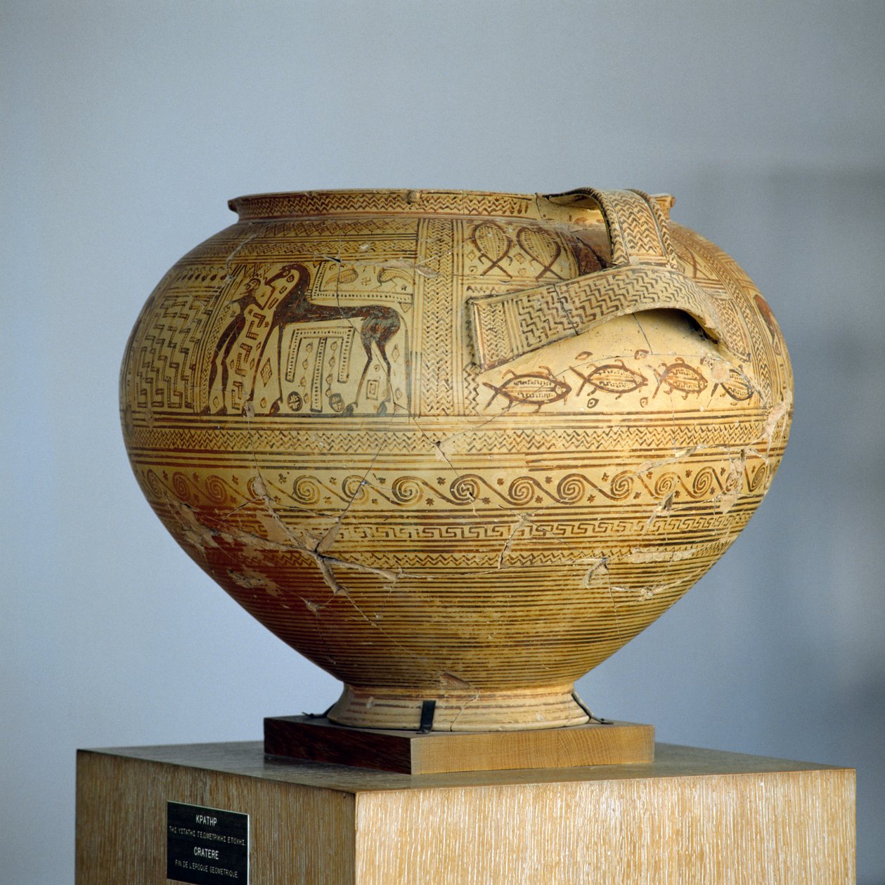 Argive krater med geometriske dekorasjoner, diameter 50 cm, gresk sivilisasjon, 8. århundre f.Kr. av Unbekannt Unbekannt
