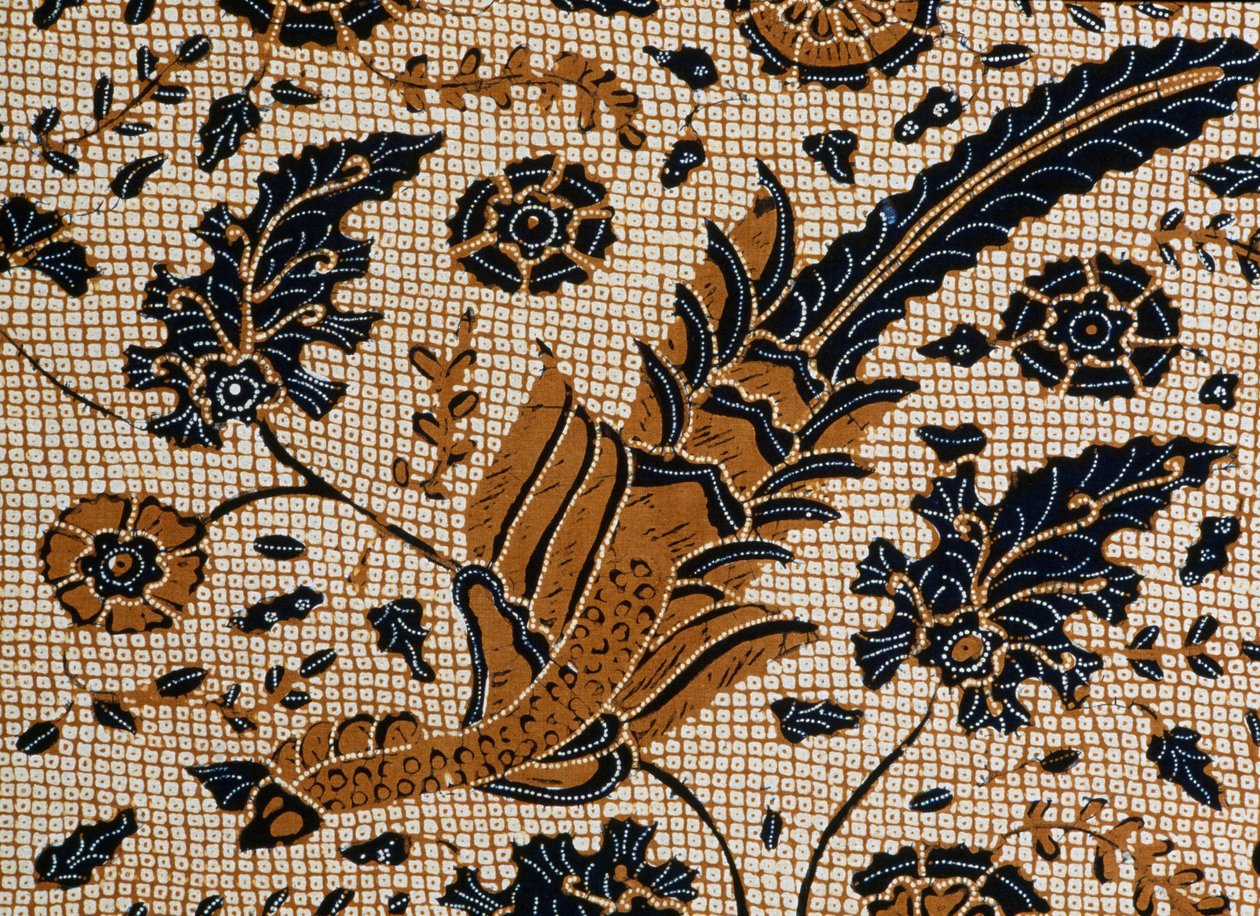 Batikk med tradisjonell design kalt peksi podang, Surakarta, Java, Indonesia, detaljer av Unbekannt Unbekannt