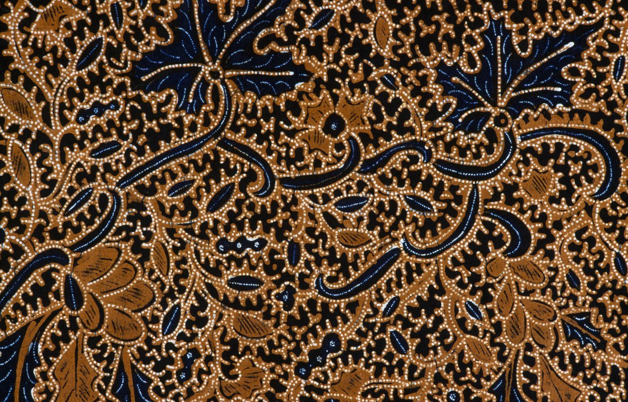 Batikk med tradisjonell blomsterdesign, Surakarta, Java, Indonesia, detaljer av Unbekannt Unbekannt