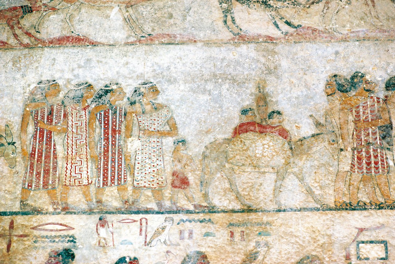Beni-Hasan nekropolis. Graven til Khnumhotep III. Detalj: veggmaleri som viser en asiatisk campingvogn. Midtriket. av Unbekannt Unbekannt