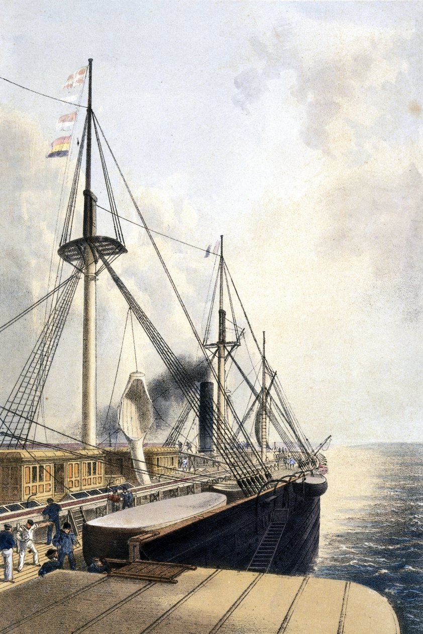 Kabellegging fra babord side av 'Great Eastern' av Unbekannt Unbekannt