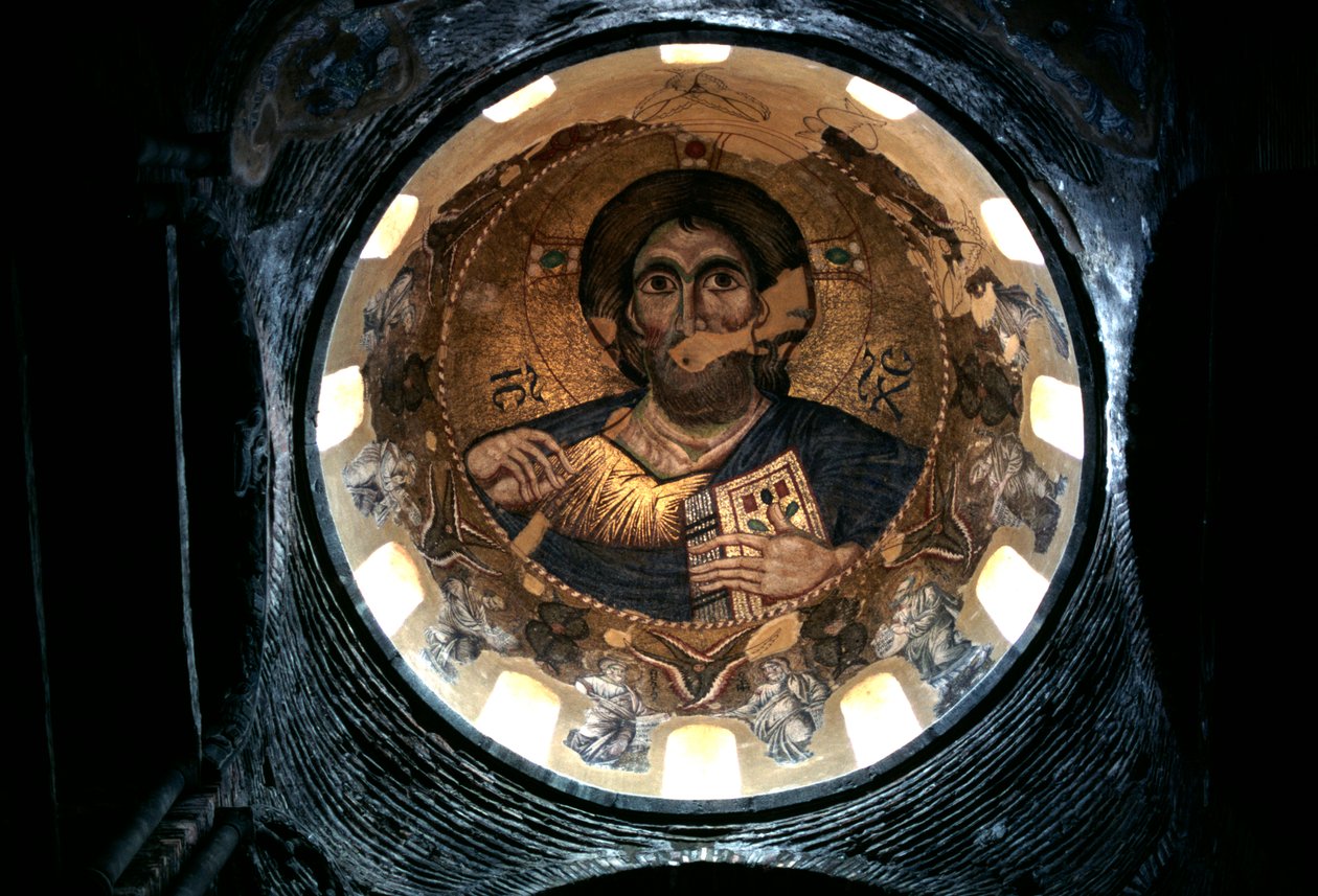 Christ Pantocrator, indre kuppel av kirken Panagia Parigoritissa, Arta, Epirus, Hellas av Unbekannt Unbekannt