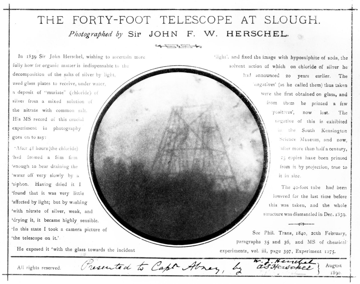 Tidlig fotografi av William Herschels teleskop ved Slough av Unbekannt Unbekannt