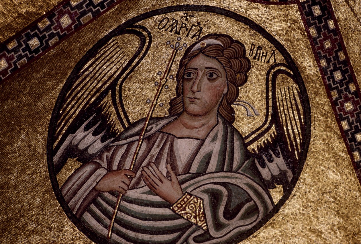 Figur av en engel, mosaikk inne i Hosios Loukas kloster, Hellas, grunnlagt tidlig på 1000-tallet av Unbekannt Unbekannt