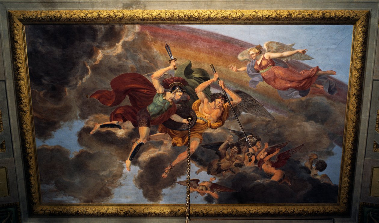 Freskomaleri på taket av soverommet til den kongelige leiligheten, Ducal Palace, Lucca, Toscana, Italia Detalj av Unbekannt Unbekannt