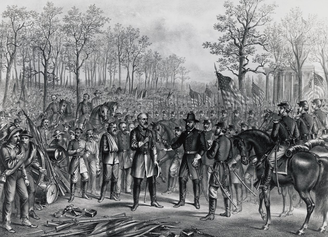 General Robert Lee overga seg til general Ulysses Grant ved Appomattox 9. april av Unbekannt Unbekannt