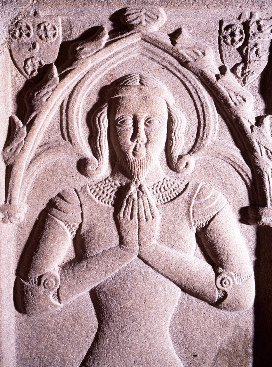 Gravstein med relieffdekorasjoner, Coetquen Tower, Dinan, Bretagne. Detalj. Frankrike av Unbekannt Unbekannt