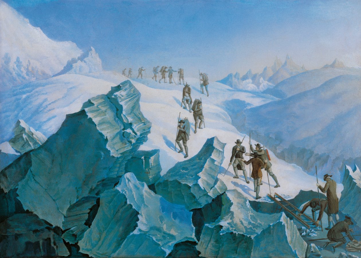 Horace-Benedict de Saussures ekspedisjon returnerte fra toppen av Mont Blanc, august 1785 av Unbekannt Unbekannt