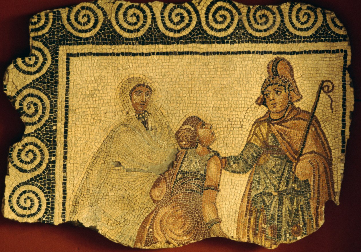 Innvielsesscene, mosaikk fra den romerske villaen Negrar, Veneto, Italia, romersk sivilisasjon av Unbekannt Unbekannt