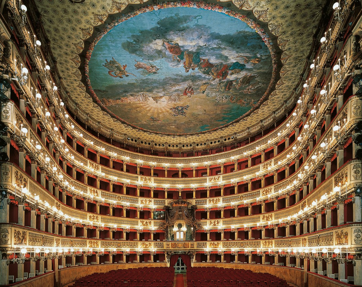 Innvendig utsikt over scenen til San Carlo Theatre i Napoli av Unbekannt Unbekannt