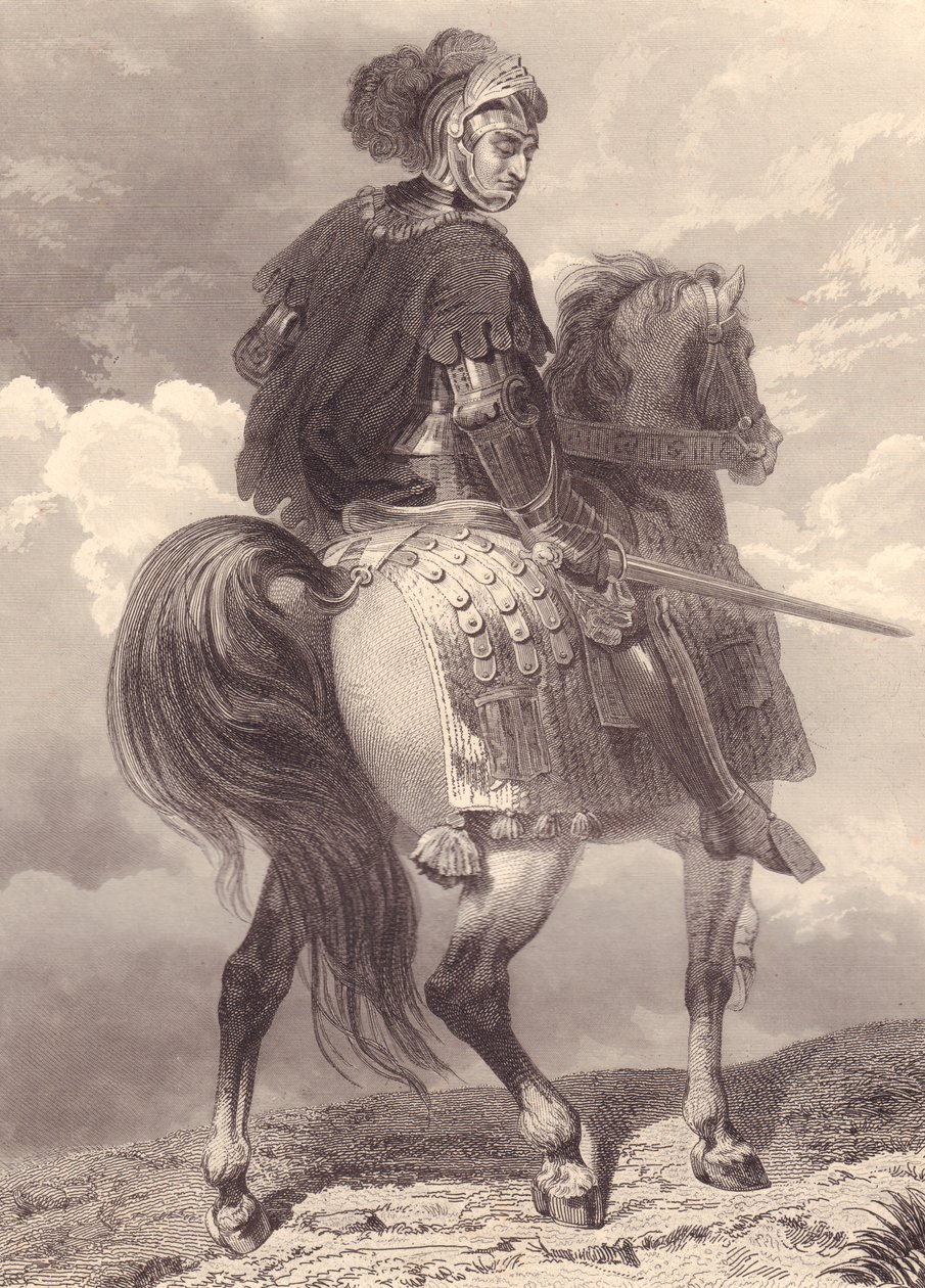 Italiensk militærleder og politiker Gian Giacomo Trivulzio (1440-1518), gravering, 22x16 cm, fra Galerie Historique de Versailles, Histoire de France, Charles Gavard Publisher, Paris, ca. 1840 av Unbekannt Unbekannt