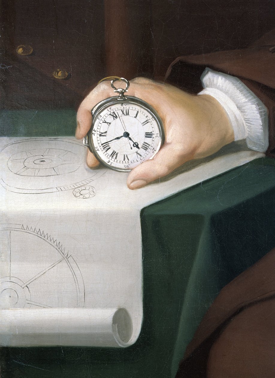 John Harrison med sitt marine kronometer, ca 1767 av Unbekannt Unbekannt