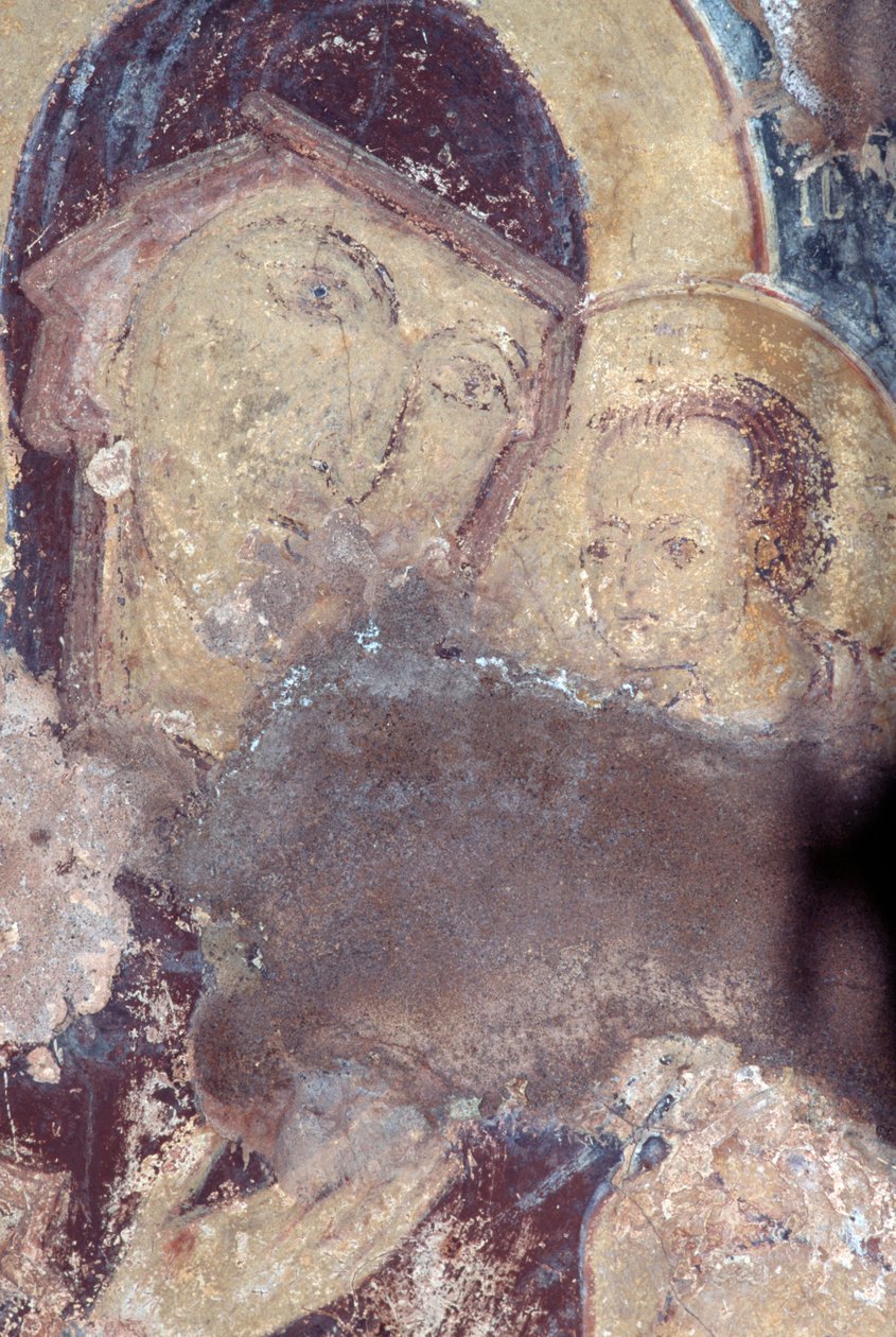 Madonna og barn, freskomaleri i kirken Panagia, Rodovani, Kreta, Hellas (bilde) av Unbekannt Unbekannt