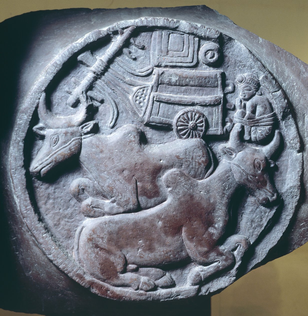 Medaljong dekorert i relieff fra balustrade av Stupa av Bharhut, buddhistisk monument, Madhya Pradesh, India, indisk sivilisasjon, 2. århundre f.Kr. av Unbekannt Unbekannt