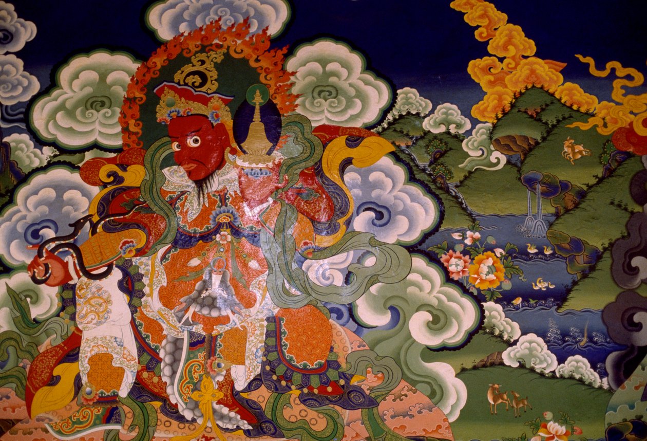 Veggmaleri fra Lamaist Monastery of Lamayuru, Ladakh, India av Unbekannt Unbekannt