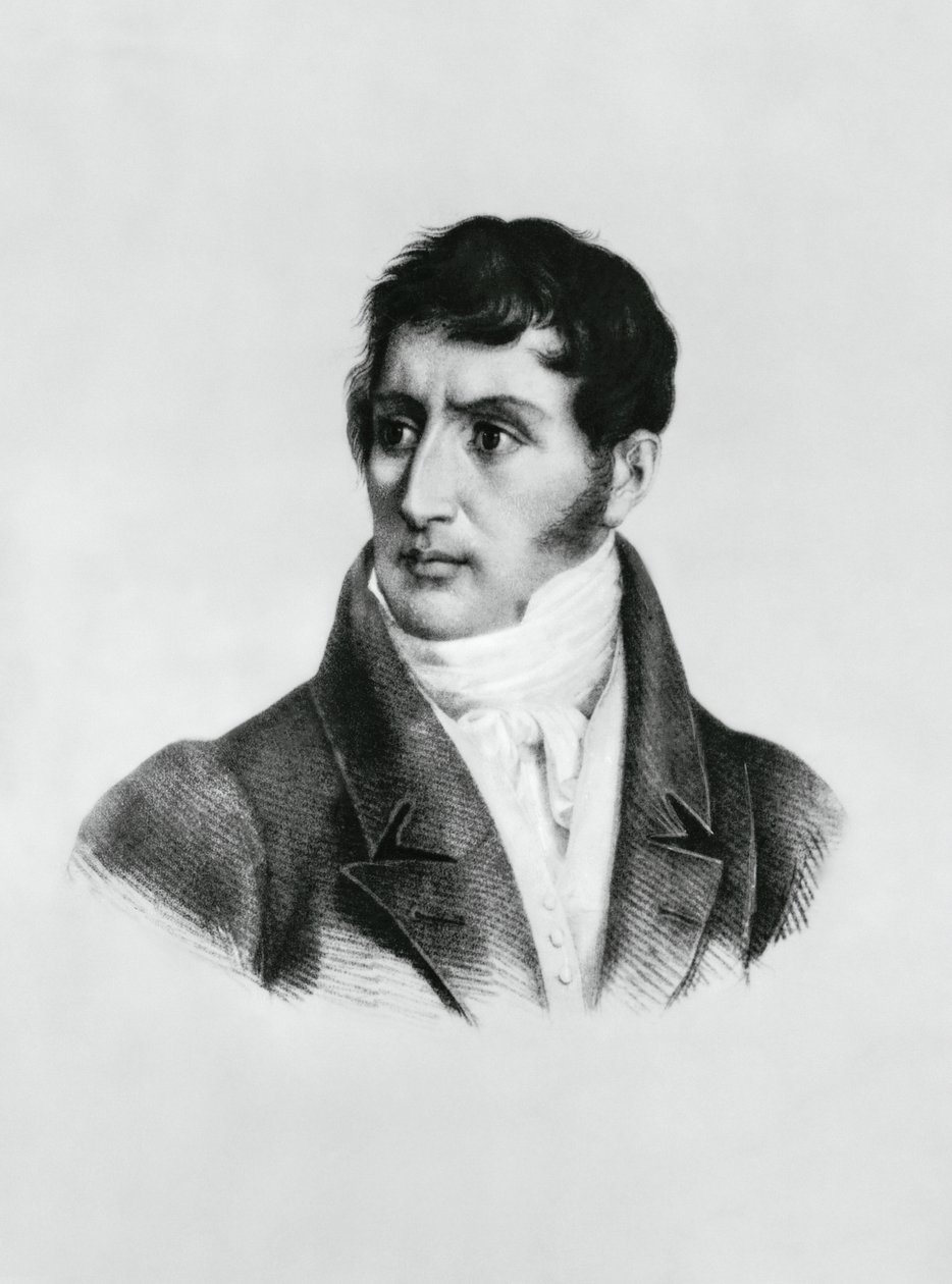 Portrett av Alessandro Manzoni (1785-1873), italiensk forfatter, poet og dramatiker, gravering av Unbekannt Unbekannt
