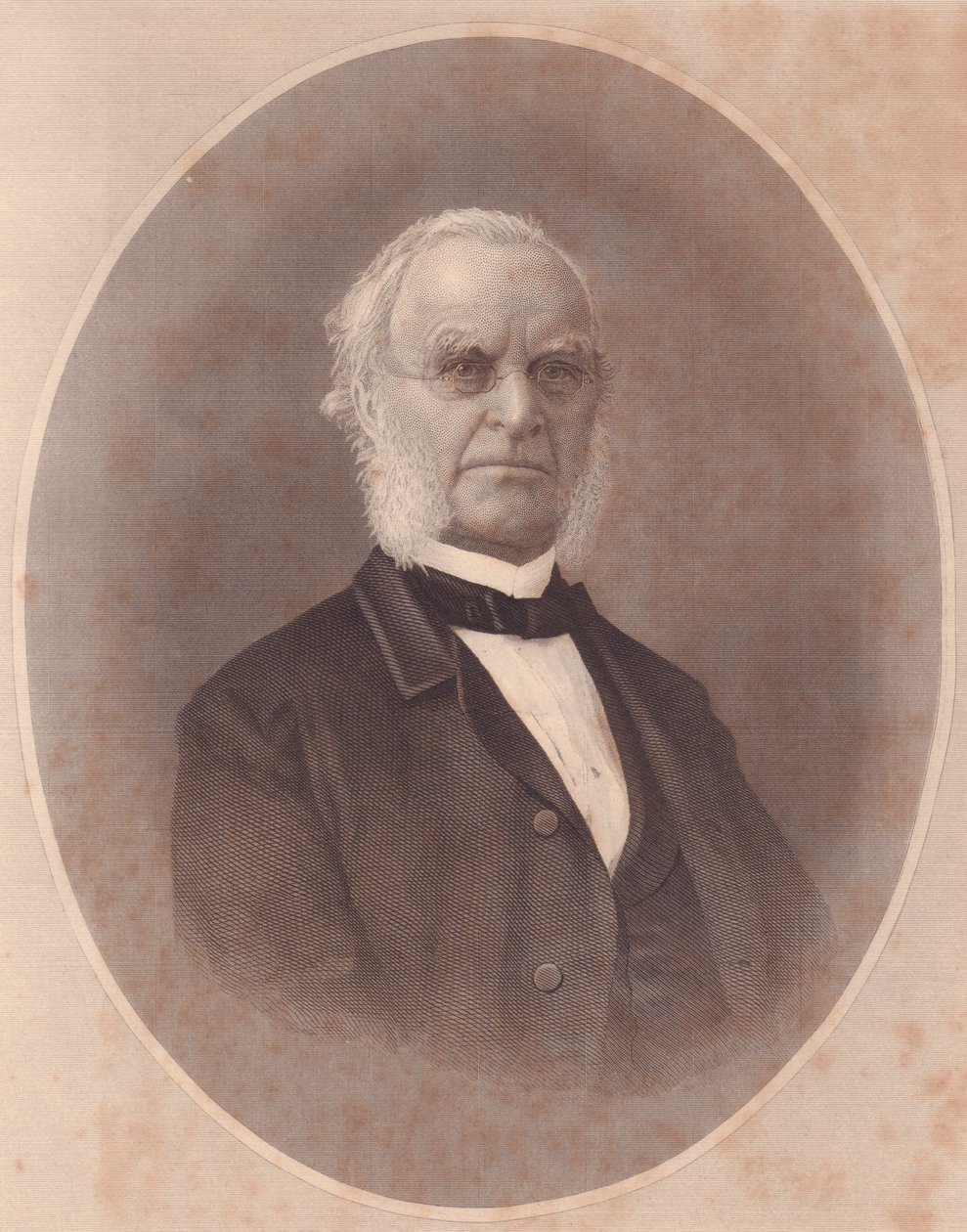 Portrett av den amerikanske metodistbiskopen Joseph Holdich (1794-1893), gravering fra damelageret, USA, ca. 1870 av Unbekannt Unbekannt