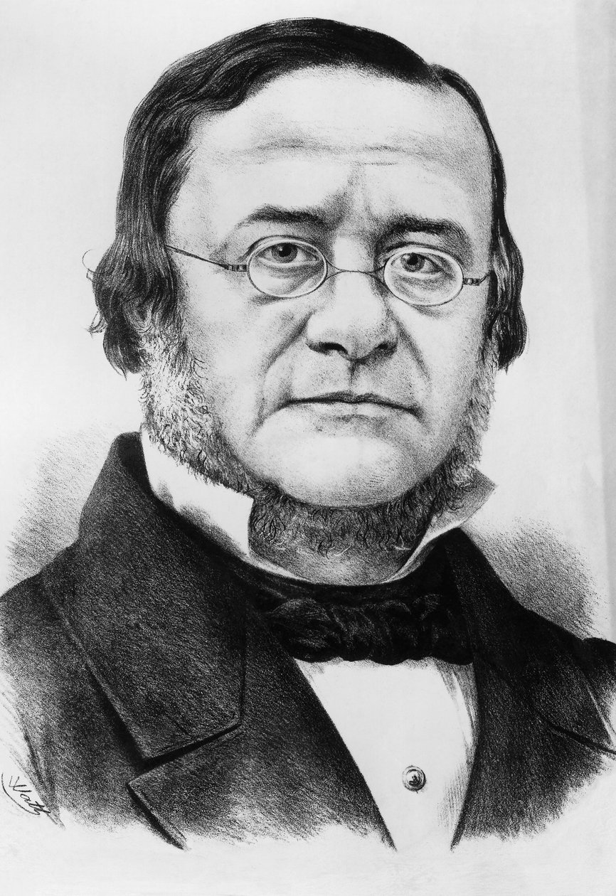 Portrett av Daniele Manin (1804-1857), italiensk patriot og politiker som var president i republikken San Marco fra 1848 til 1849, gravering etter tegning av Watt av Unbekannt Unbekannt