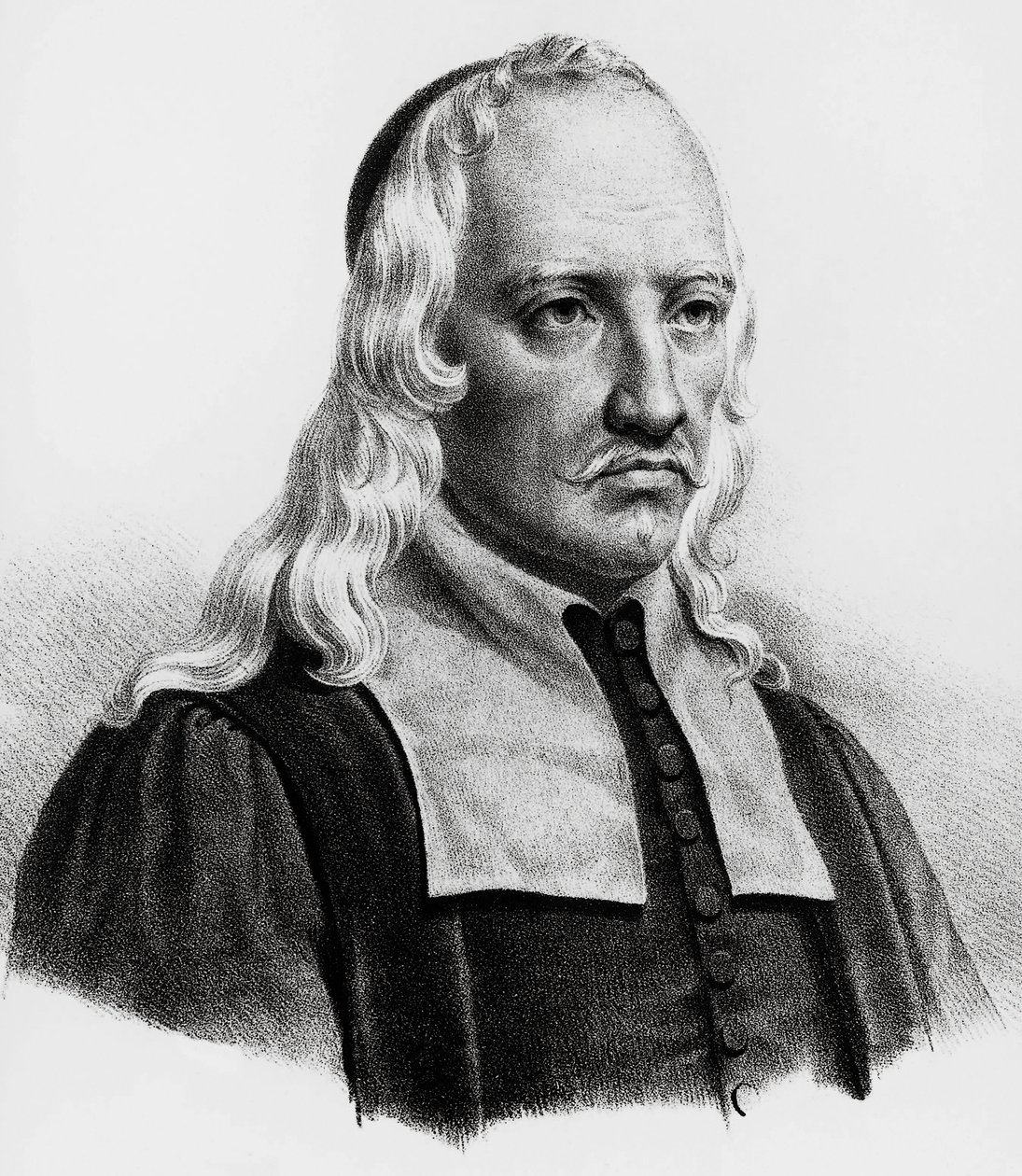 Portrett av Giovanni Alfonso Borelli (1608-1679), italiensk matematiker, astronom, filosof, fysiolog, gravering av Unbekannt Unbekannt