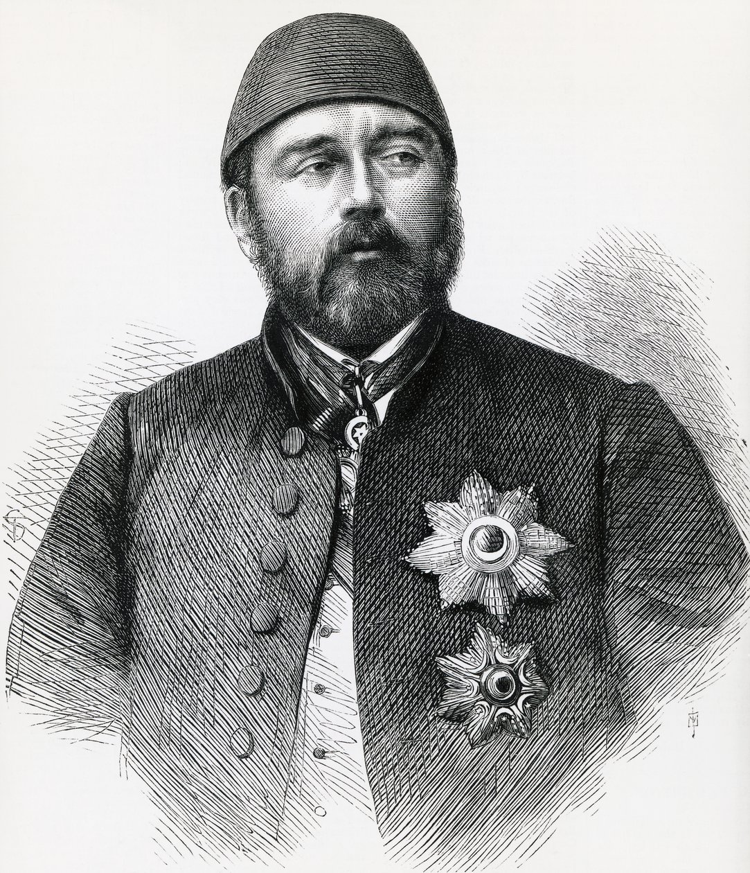 Portrett av Isma'il Pasha (1830-1895), Khedive (visekonge) av Egypt, gravering av Unbekannt Unbekannt