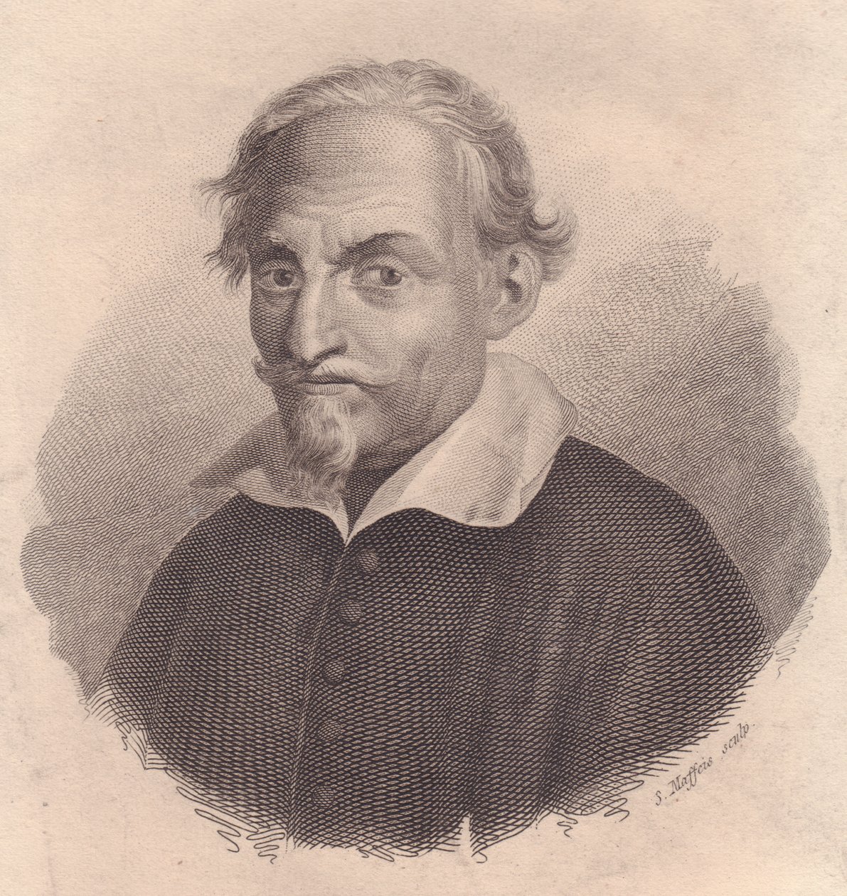 Portrett av den italienske forfatteren og poeten Alessandro Tassoni (1565-1635) kobberstikk av S Maffeis av Unbekannt Unbekannt