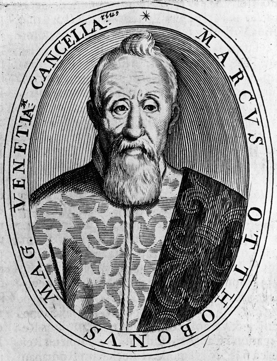 Portrett av Marco Ottoboni (1554-1649), storkansler i Venezia, gravering av Unbekannt Unbekannt