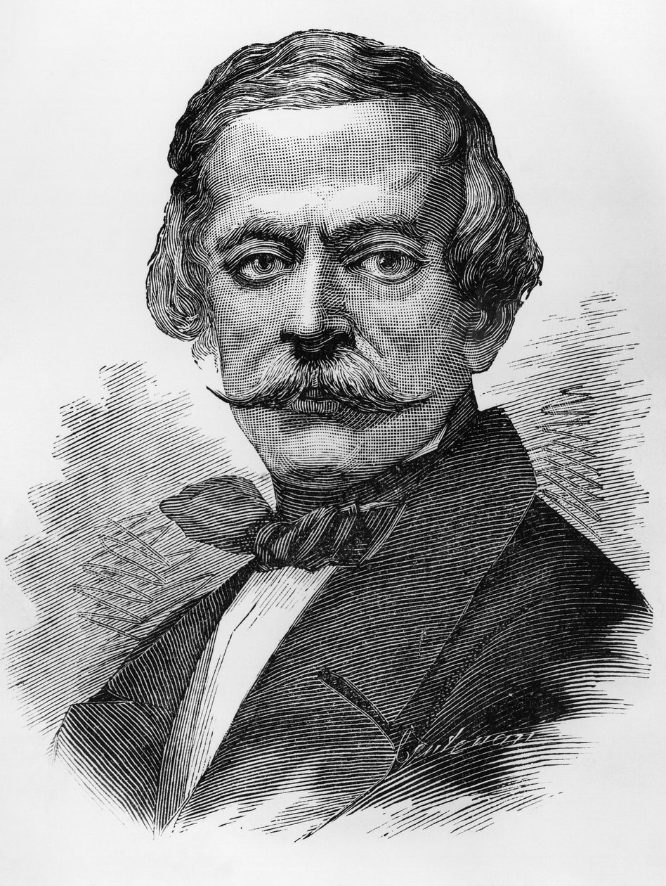 Portrett av Massimo Taparelli, markis av Azeglio (1798-1866), italiensk patriot, politiker, forfatter og maler som var statsminister på Sardinia fra 1849 til 1852, gravering av Unbekannt Unbekannt