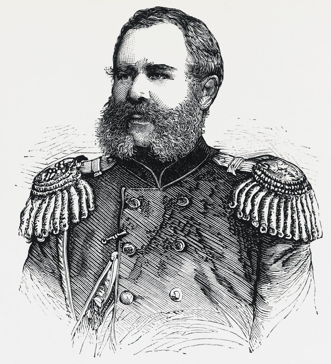 Portrett av Nikolai Obruchev (1830-1904), russisk general, gravering av Unbekannt Unbekannt