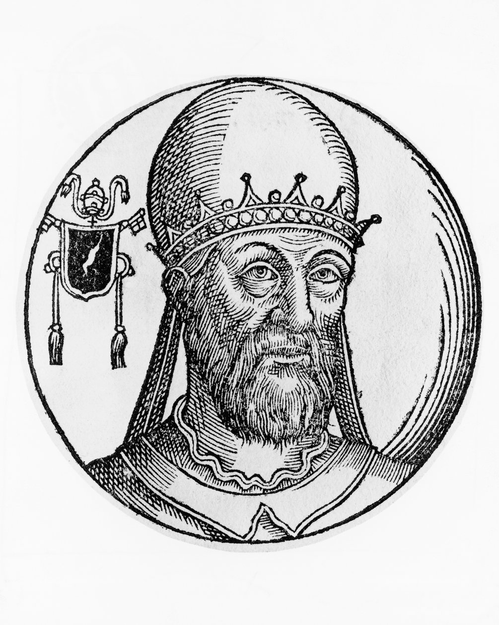 Portrett av Saint Martin I (død 655), 74. pave av den katolske kirke fra 649, gravering av Unbekannt Unbekannt