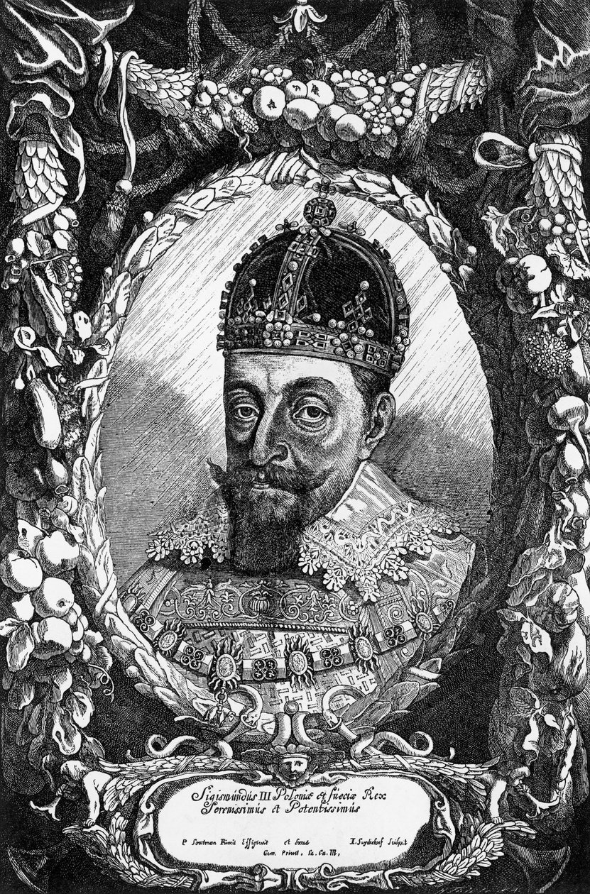 Portrett av Sigismund III Vasa (1566-1632), konge av Polen fra 1587 til 1632, konge av Sverige fra 1592 til 1599, og storhertug av Litauen, gravering av Unbekannt Unbekannt