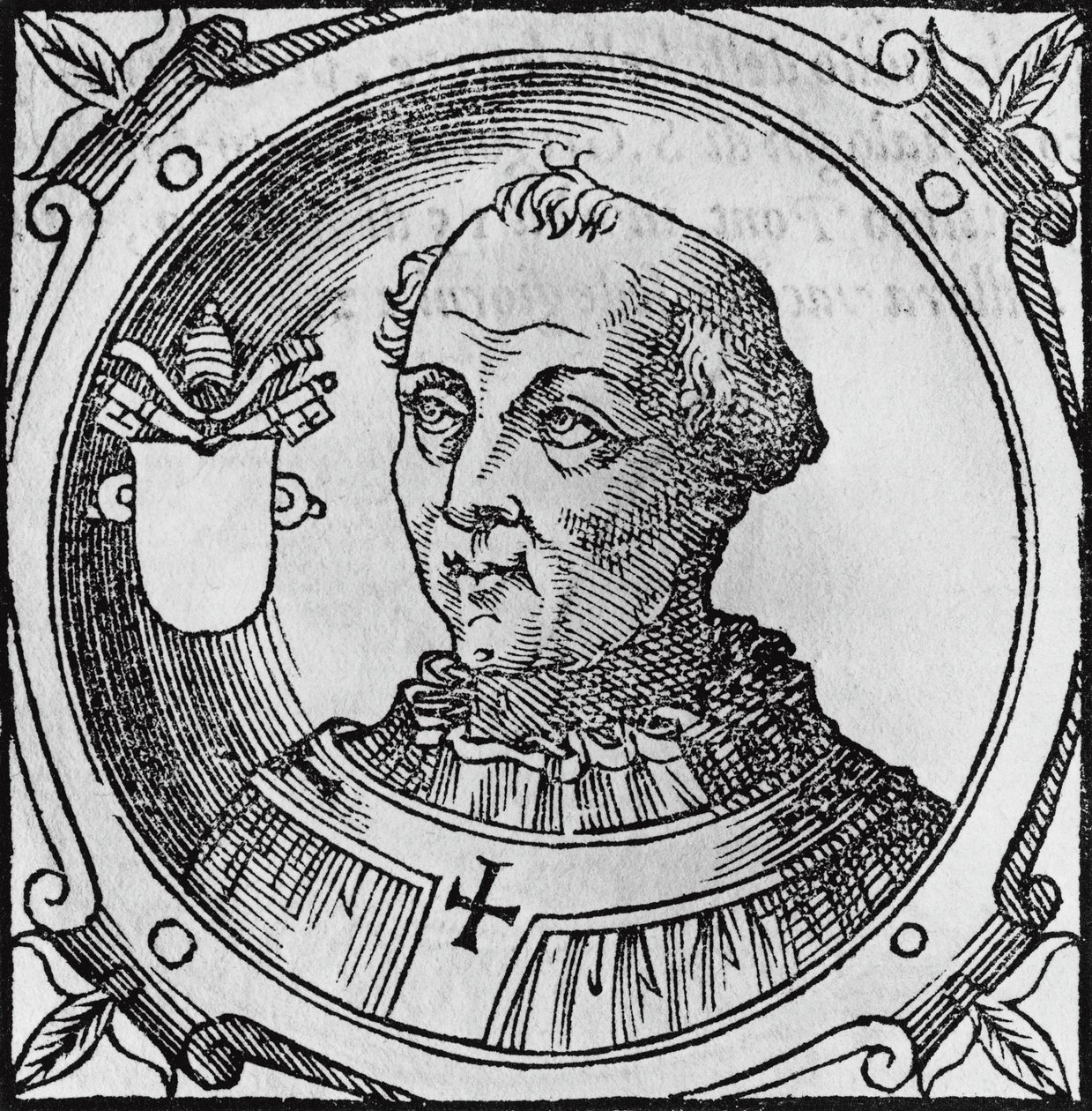 Portrett av Stephen II, eller III (ca 714-757), 92. pave av den katolske kirke fra 752, gravering av Unbekannt Unbekannt