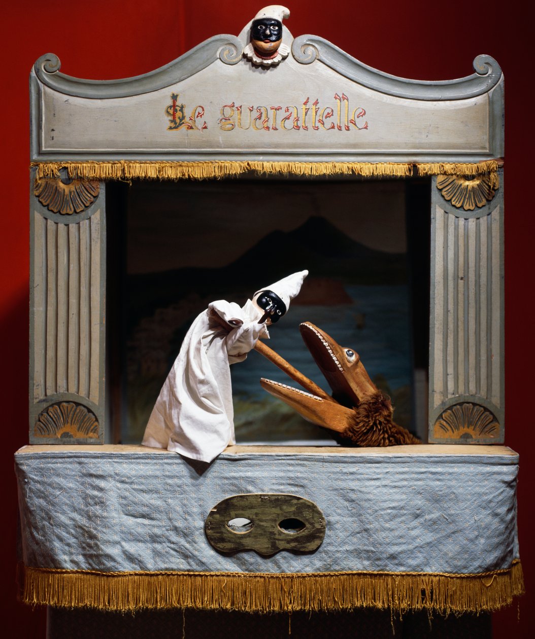 Punch (Pulcinella) og krokodille, dukker fra Maria Imperatrice Guarattelle-teateret, Napoli, Italia (bilde) av Unbekannt Unbekannt
