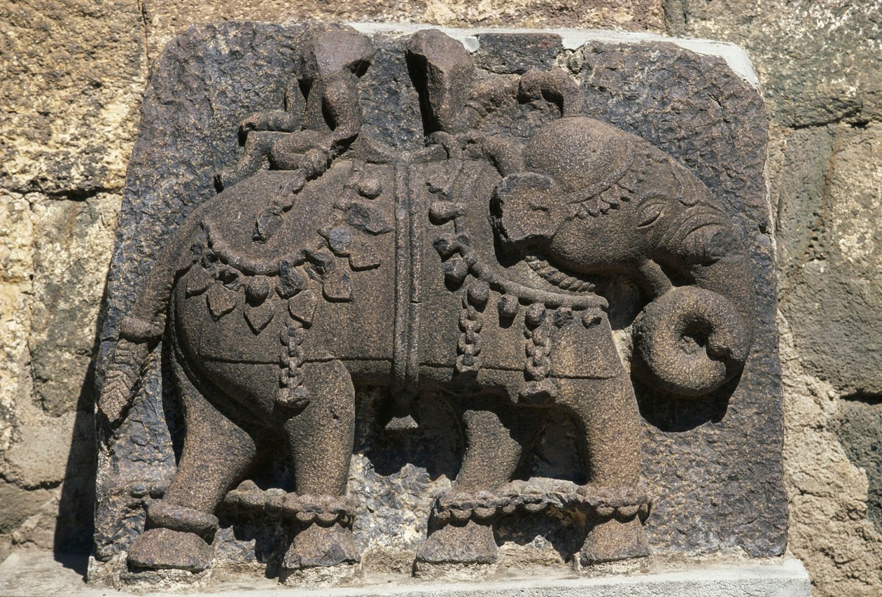 Relieff som viser elefant, Daulatabad (Devagiri) fort, Maharashtra, India av Unbekannt Unbekannt