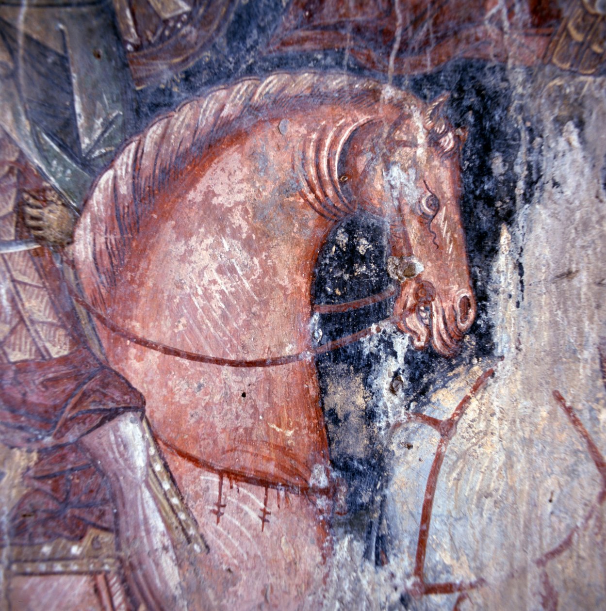 Helgen på hesteryggen, freskomaleri i kirken i Palaia Roumata, Kreta, Hellas, Detalj (bilde) av Unbekannt Unbekannt