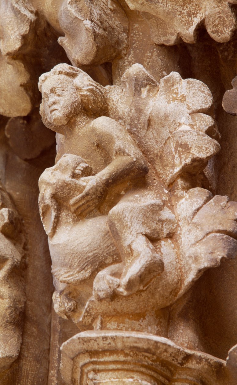 Spania, Navarra, Ujue, Santa Maria-kirken, arkitektonisk detalj av Unbekannt Unbekannt
