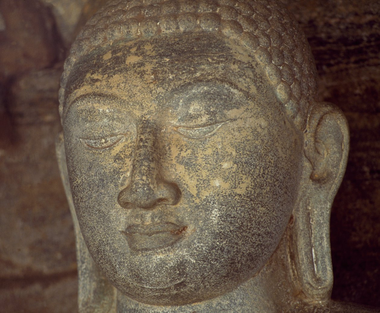 Sri Lanka, Polonnaruwa, Detalj av statuen av Buddha av Gal Vihara (UNESCOs verdensarvliste av Unbekannt Unbekannt