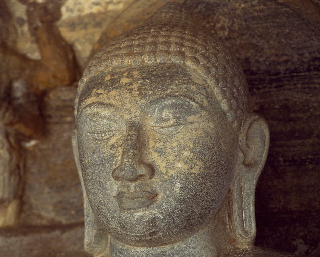 Sri Lanka, Polonnaruwa, detalj av statuen av Buddha av Gal Vihara (UNESCOs verdensarvliste av Unbekannt Unbekannt