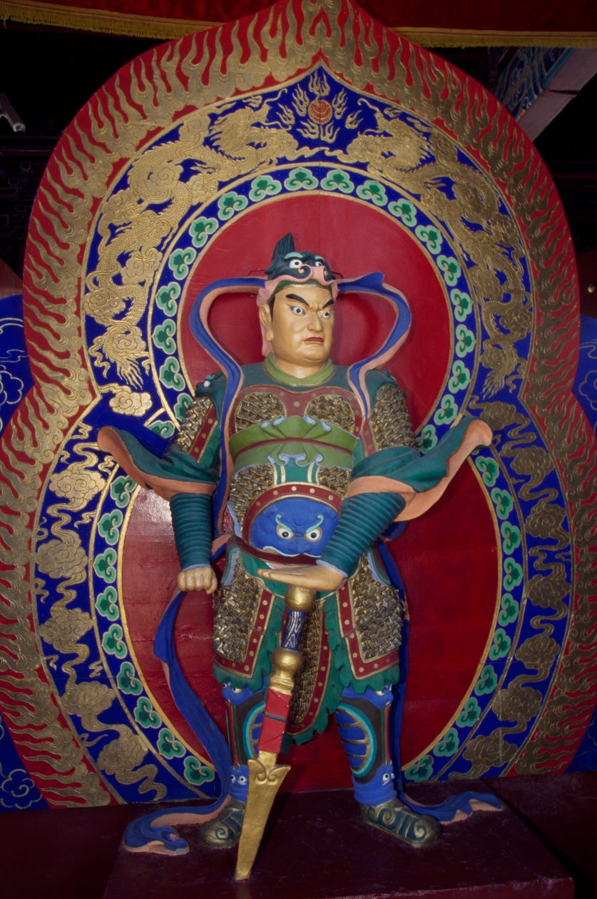 Statue av en kriger inne i trepagoden til Yingxian (eller Sakyamuni-pagoden) nær Datong, Kina. kinesisk sivilisasjon av Unbekannt Unbekannt