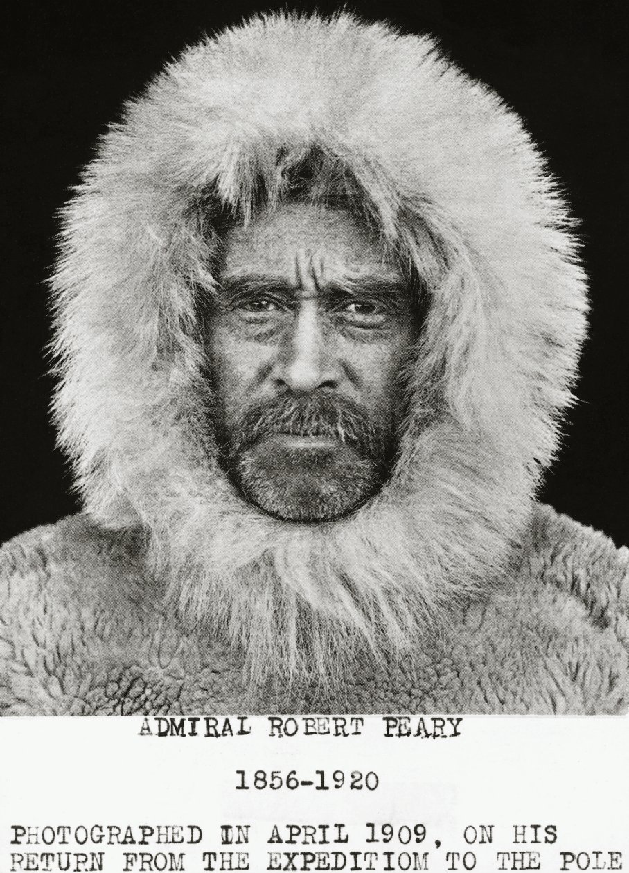 Den amerikanske oppdageren Robert Edwin Peary (1856-1920) fotografert i april 1909 på vei tilbake fra sin ekspedisjon til Nordpolen av Unbekannt Unbekannt