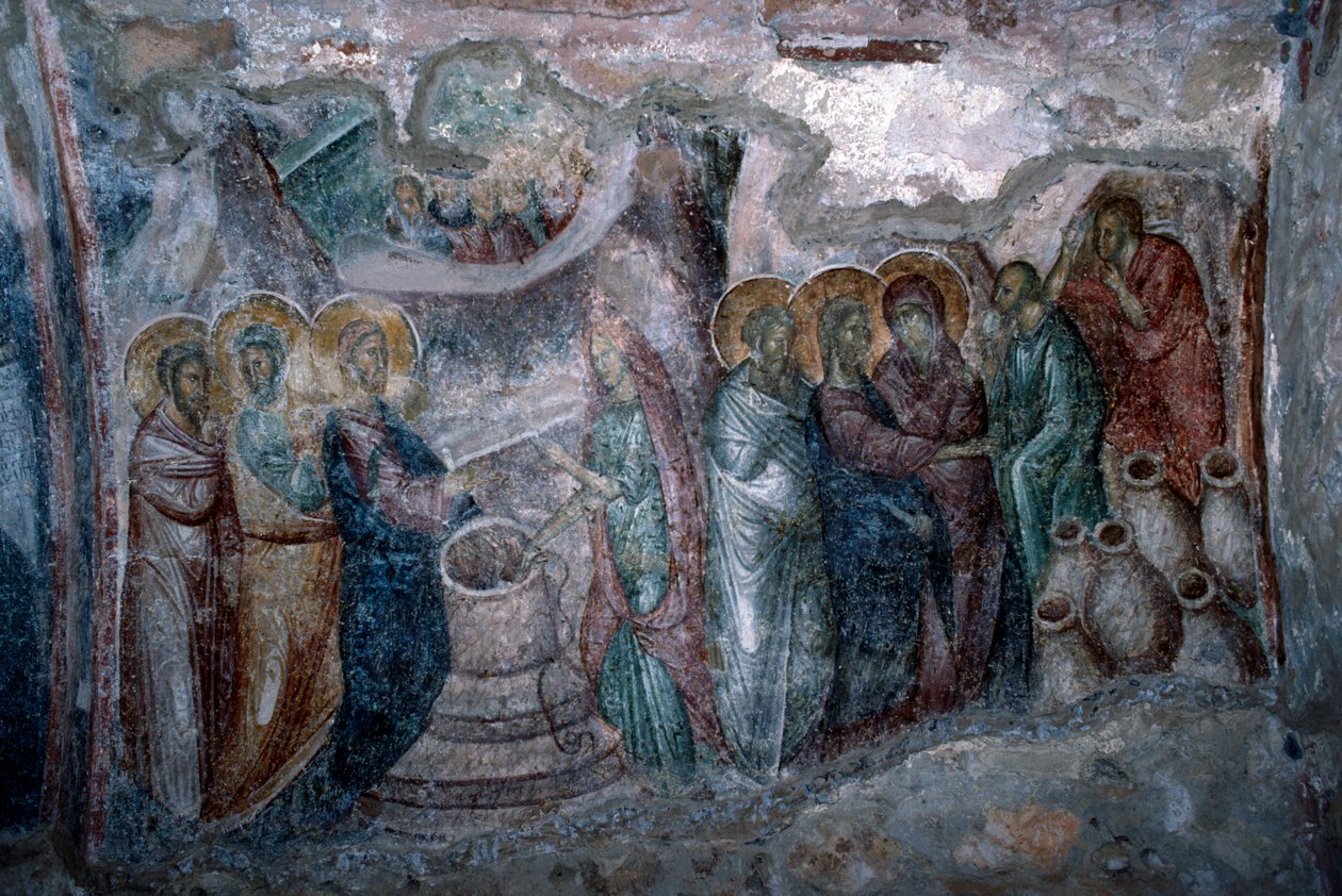 Bryllupet i Cana, freskomaleri i Agia Sophia-kirken av Unbekannt Unbekannt