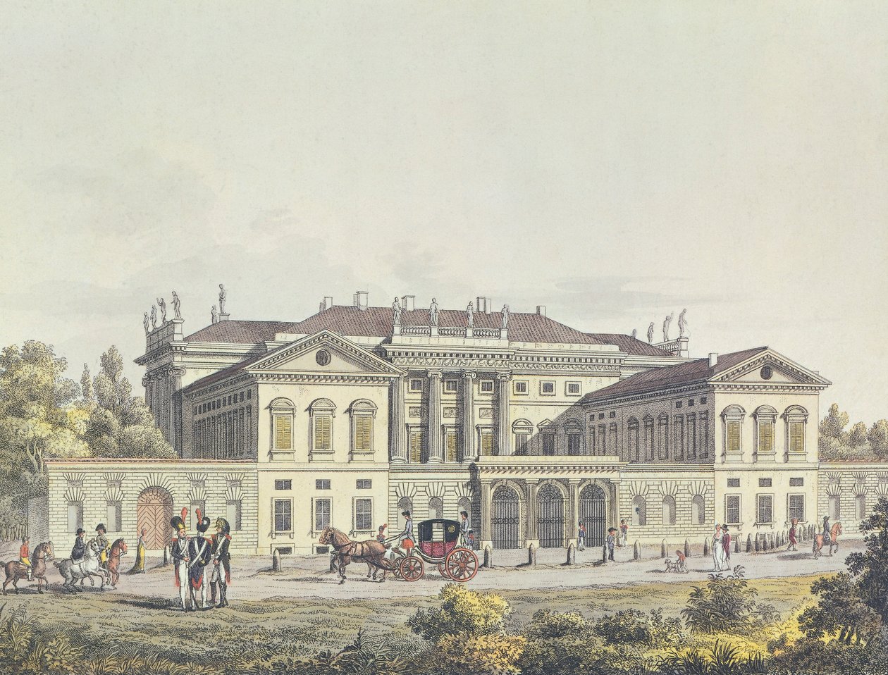 Utsikt over Villa Reale i de offentlige hagene, Milano, Italia av Unbekannt Unbekannt