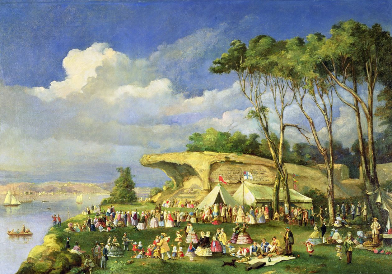 Piknik ved Mrs Macquaries Chair, 1855 av Lieutenant George Austin Woods