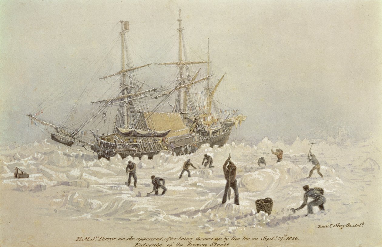 Hendelser på en handelsreise: HMS Terror da hun dukket opp etter å ha blitt kastet opp av isen i Frozen Channel, 27. september 1836 av Lieutenant Smyth