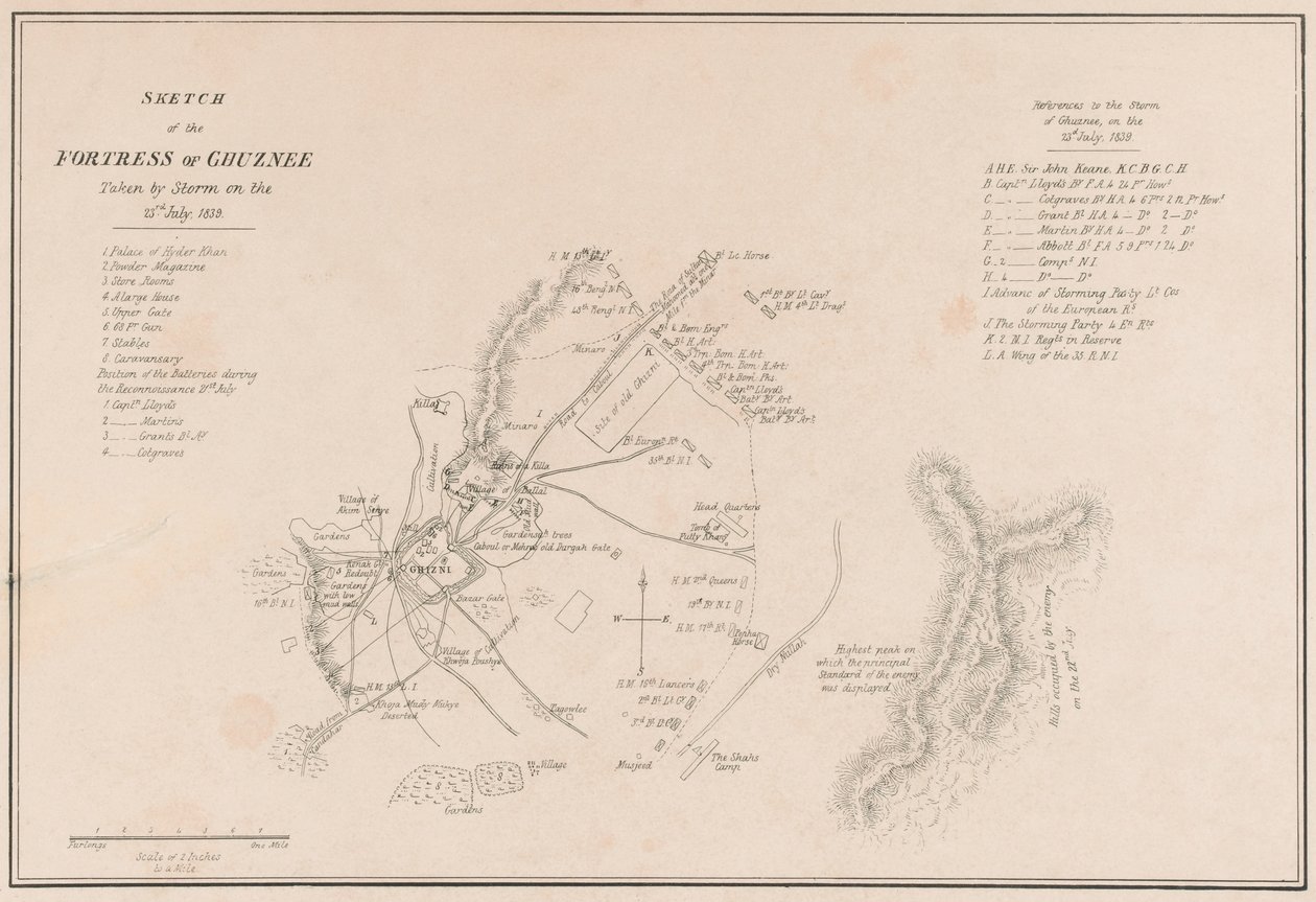 ?Skisse av festningen Ghuznee. Tatt av Storm den 23. juli 1839? av Lieutenant Thomas Wingate