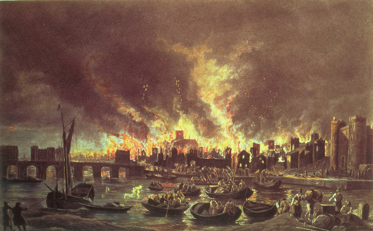 The Great Fire of London, 1666 (trykk) (se også 53641) av Lieve Verschuier