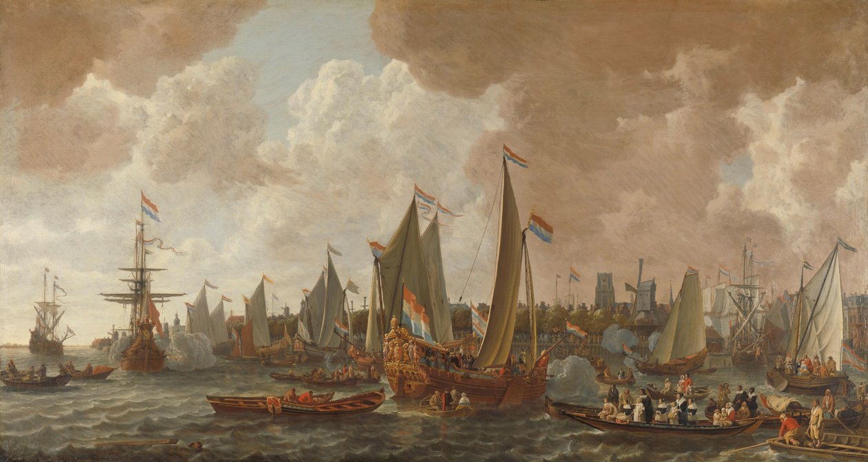 Ankomst av Charles II, konge av England, i Rotterdam, 24. mai 1660 av Lieve Pietersz. Verschuier