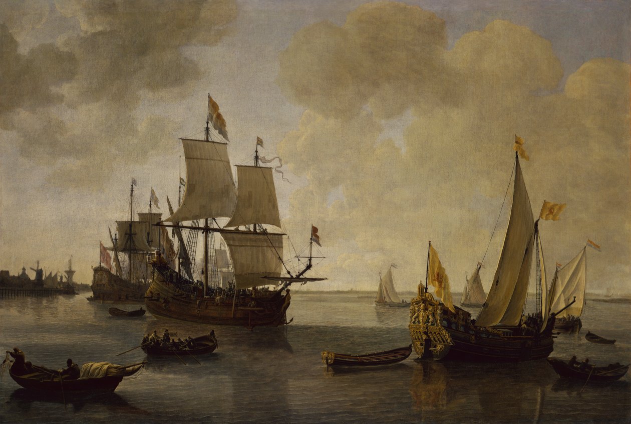 Statens yacht til prins William II av Orange med annen frakt (olje på lerret) av Lieve Verschuier